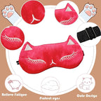 Cute Cat Sleep Mask for Kids, 2 Pack Silk Sleeping Eye Cover Adjustable Mask - Image 2