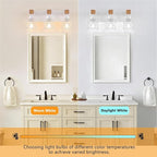 FadimiKoo 3-Light Farmhouse White Bathroom Vanity Light Fixtures, Rustic Wood - Image 4