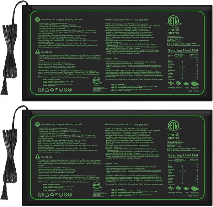 2PK Seedling Heat Mat with ETL Listed, Warm Hydroponic Heating Pad by Unknown