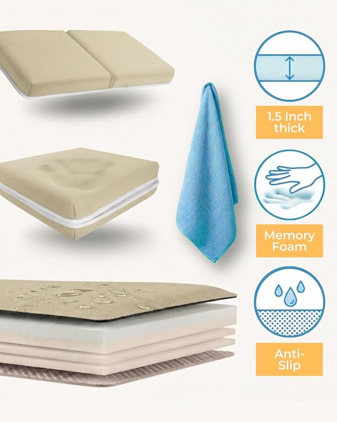 Comfortable Baby Bath Kneeler and Elbow Rest Pad Set – Thick Memory Foam Bath - Image 9