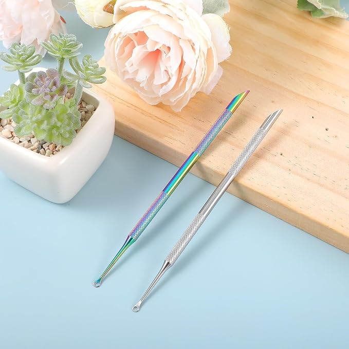 2PCS Pre Treatment Cuticle Pusher Dual Ended Cuticle Remover Stainless Steel - Image 3