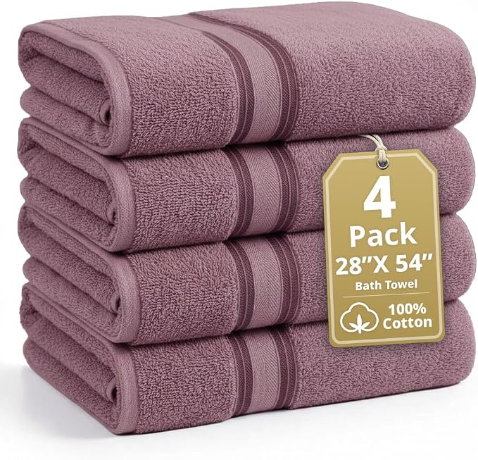 LANE LINEN 100% Cotton Large Bath Towels Set of 4 by LaneLinen