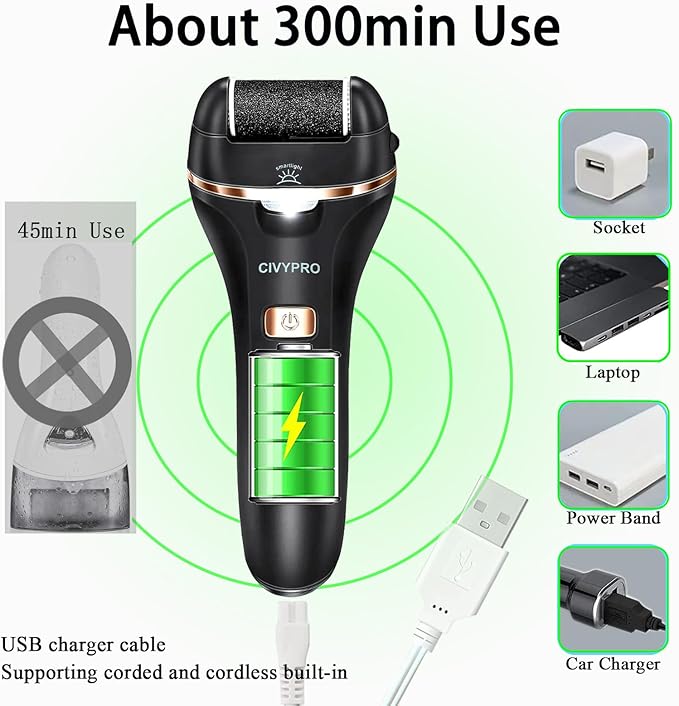 Electric Foot Callus Remover- Long Service Time, Rechargeable Electronic Foot - Image 2