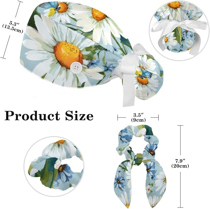 Scrub Cap with Hair Scrunchy, Ponytail Holder Surgical Cap - Image 2