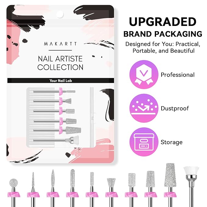 Makartt Nail Drill Bits:10Pcs Dimond Sanding Bit Sets - Image 8