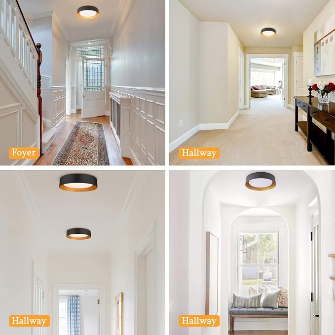 Bargeni 16.5 Inch LED Ceiling Light Fixture, Dimmable Flush Mount Matte Black - Image 6