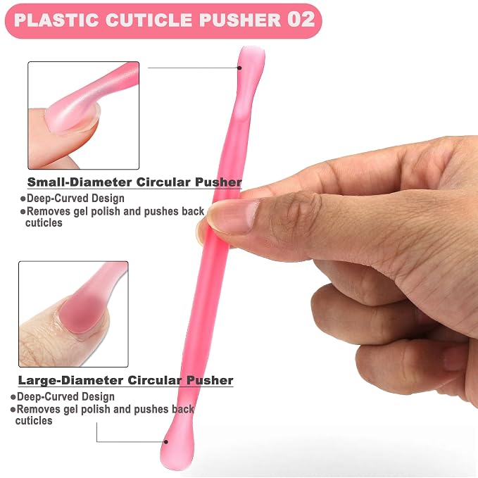 2Pcs Plastic Cuticle Pusher, Dual-end Dead Skin Nail Pusher, Gentle Plastic - Image 3