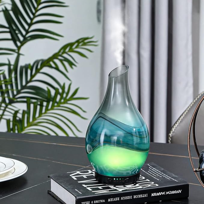 MAXWINER Essential Oil Diffusers Handmade Art Glass Ultrasonic Aromatherapy - Image 4