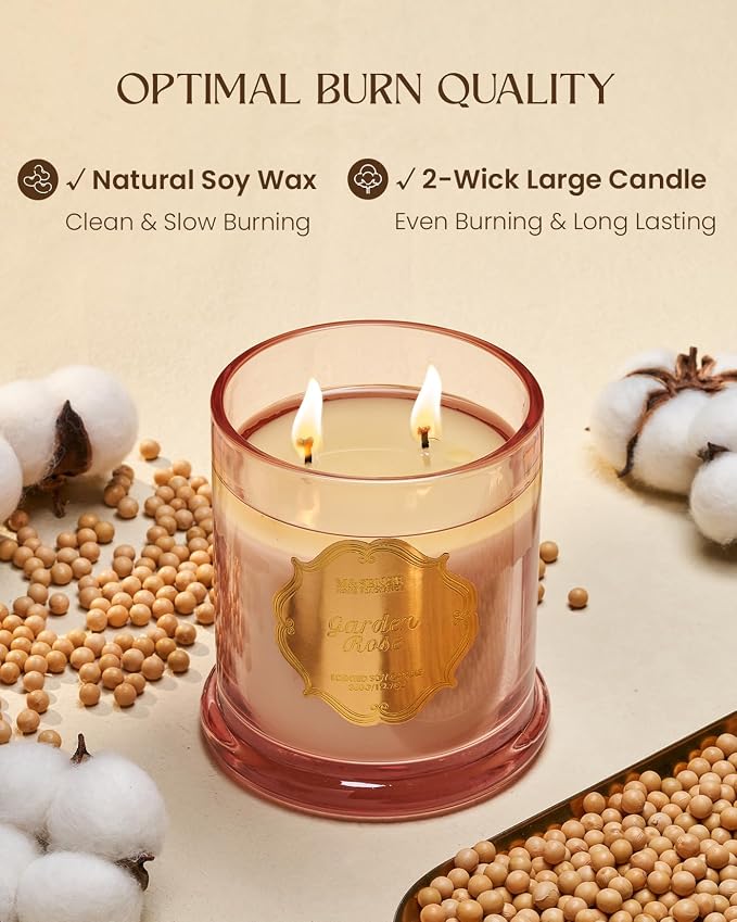 M&SENSE Rose Candles for Home Scented, Organic Soy Candles Non Toxic Soot-Free - Image 4