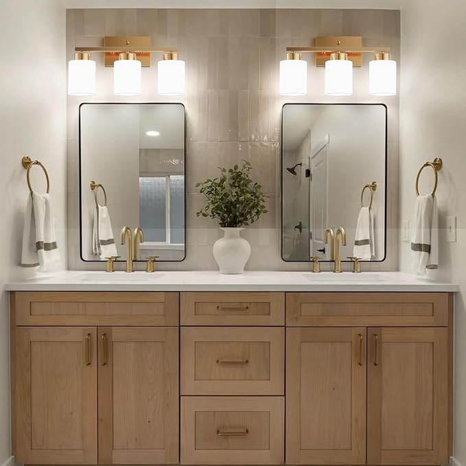 PARTPHONER 3-Light Brushed Gold Bathroom Light Fixtures, Modern Vanity Light - Image 9
