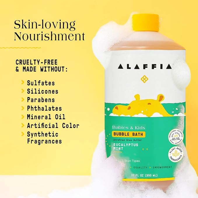 Alaffia Bubble Bath for Babies & Kids, Eucalyptus Mint 2-Pack – Long-Lasting - Image 6