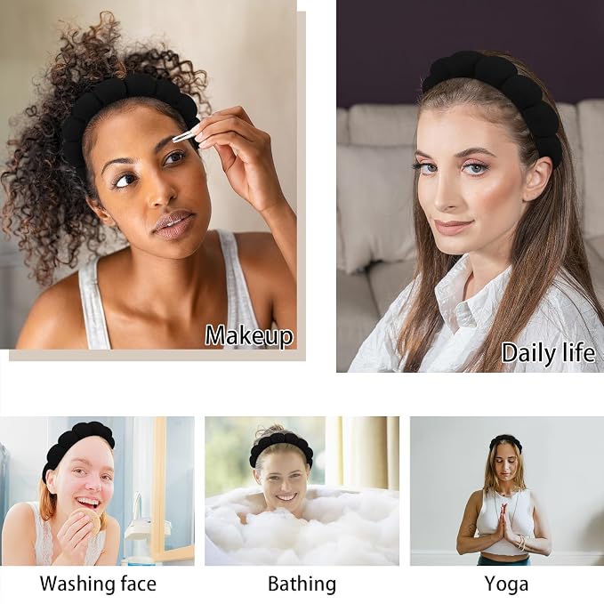 WHAVEL 3 Pack Spa Headband Skincare Headbands, Makeup Headband Sponge Terry - Image 4