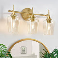 MOKATNG 3-Light Bathroom Light Fixtures, 19.5 Inch Brushed Gold Vanity Lights by Bathroomlightfixtures