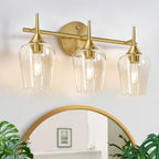 MOKATNG 3-Light Bathroom Light Fixtures, 19.5 Inch Brushed Gold Vanity Lights by Bathroomlightfixtures