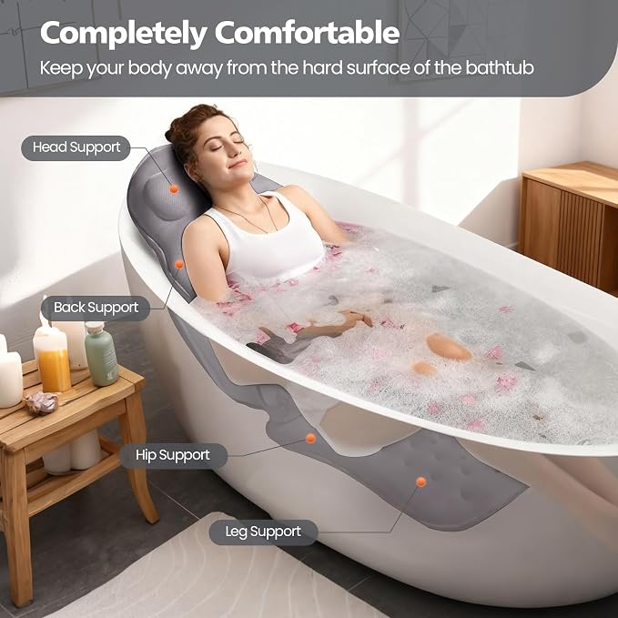 Full Body Bath Pillow for Bathtub, Thick Bathtub Cushion Soft 5D Mesh Spa - Image 2