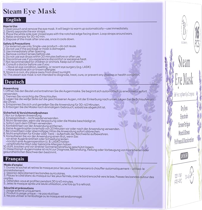 16 Pack Lavender Steam Eye Mask - Image 9