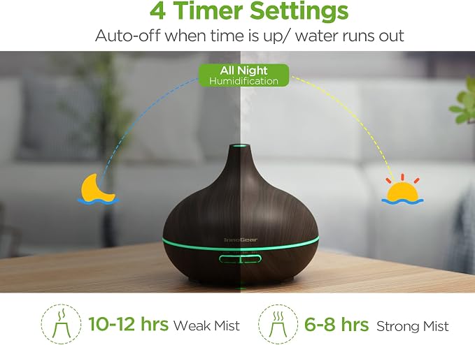 InnoGear Aromatherapy Diffuser & 10 Essential Oils Set, 400ml Diffuser - Image 5