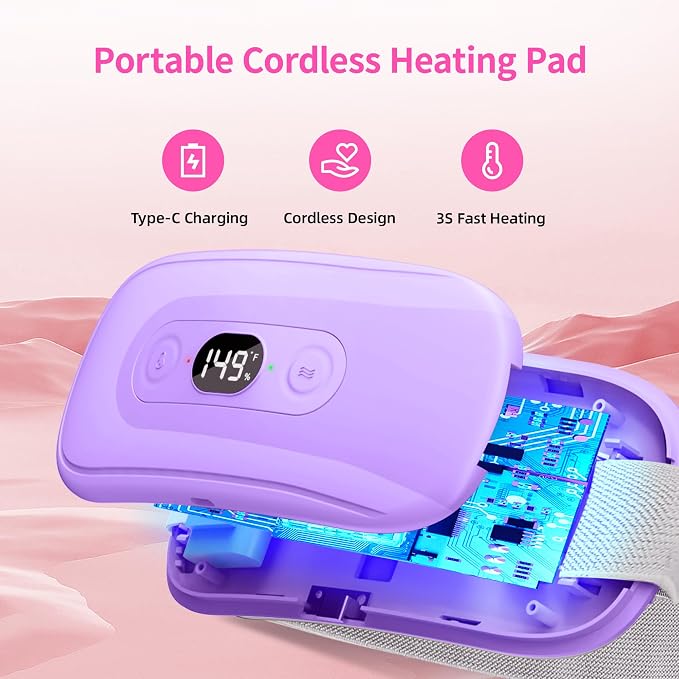 Portable Heating Pad Period Cramps: 2 Timer 6 Heat Levels 6 Vibration Modes - Image 5