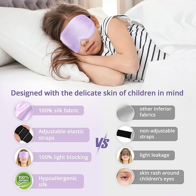 Kids Sleep Mask Eye Cover, 100% Real Natural Pure Silk Eye Mask - Image 4