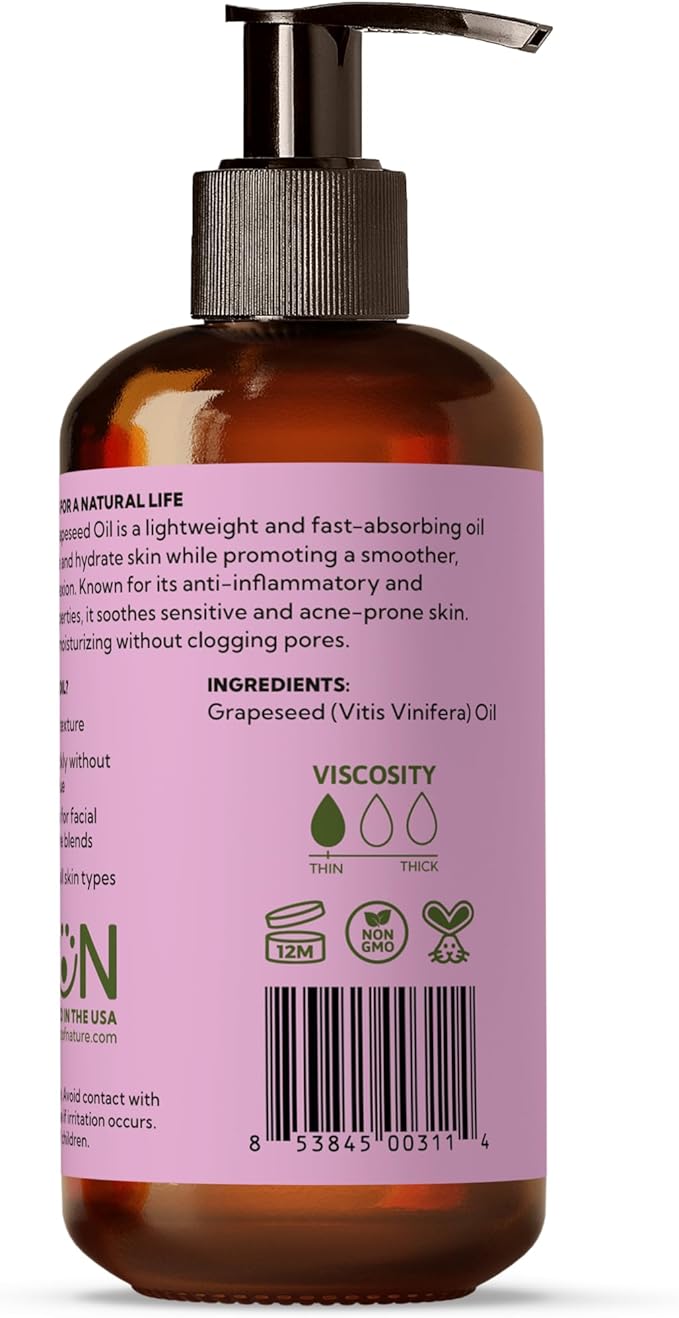 Best of Nature 100% Pure Grapeseed Massage & Body Oil, Unscented Lightweight - Image 3