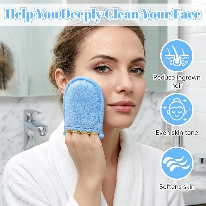 3 Pcs Exfoliating Facial Scrubber Mitt, Face Deep Exfoliating Cleaning - Image 4