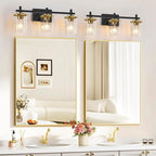 3-Lights Black and Gold Bathroom Light Fixtures Over Mirror, Modern Brushed - Image 6