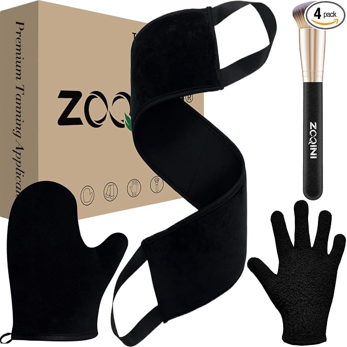 Self Tanning Mitt Kit, Velvety Soft Tanner Mitt, Back Tanning Applicator by ZOQINI