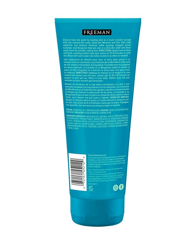 FREEMAN Dead Sea Minerals Anti-Stress Clay Facial Mask, Hydrating & Clarifying - Image 2