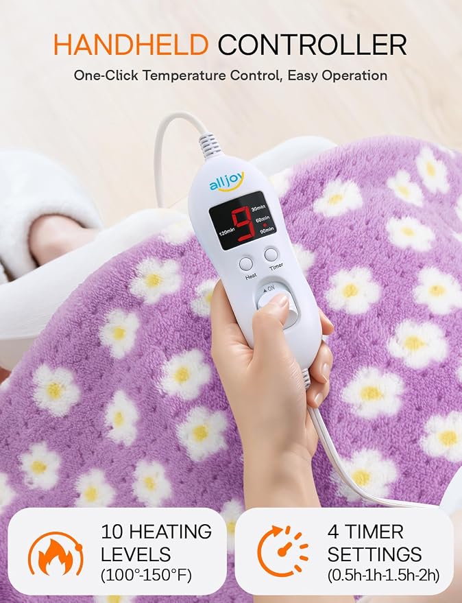 ALLJOY King Size Heating Pad for Back Pain Relief, 33”x 17” Extra Large Heating - Image 4