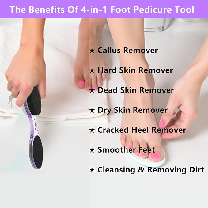 Foot File Callus Remover 4-in-1, Feet Scraper Pedicure Tools - Image 4