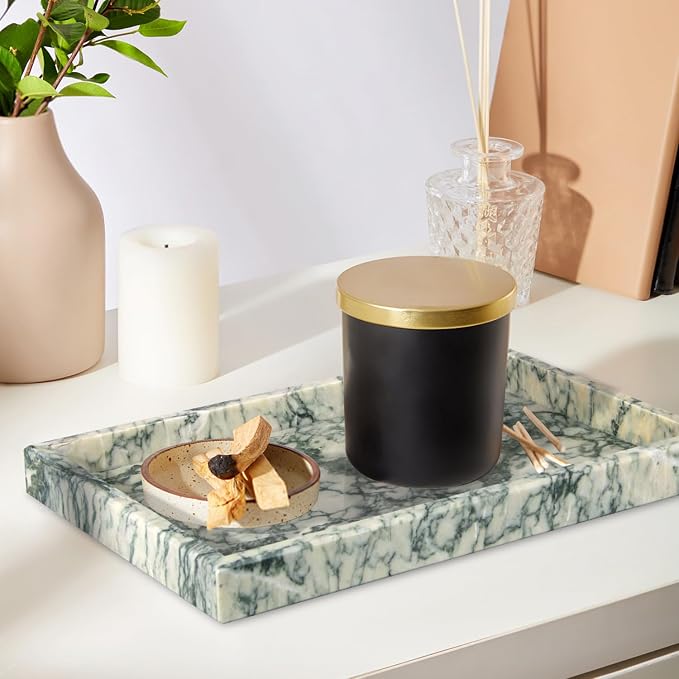 Marble Bathroom Vanity Tray, Natural Luxury Vanity Home Kitchen Bathroom Table - Image 6