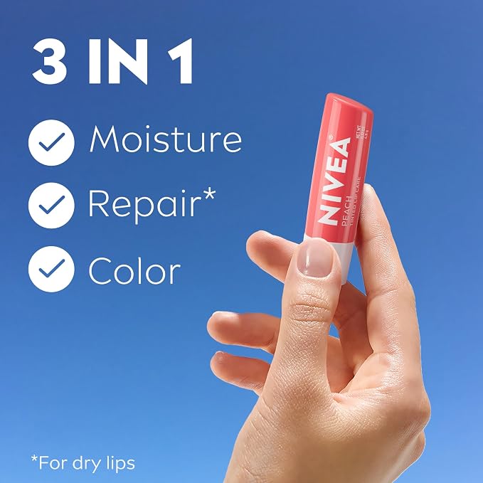 NIVEA Peach Lip Care, Tinted Lip Balm Pack - Image 3