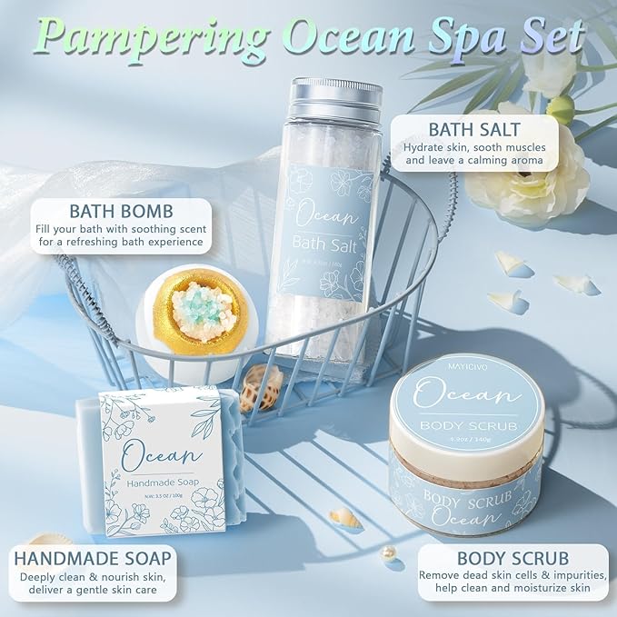 Spa Gifts for Women Bath Gift Set, Ocean Relaxing Spa Gift Baskets Home Bath - Image 5