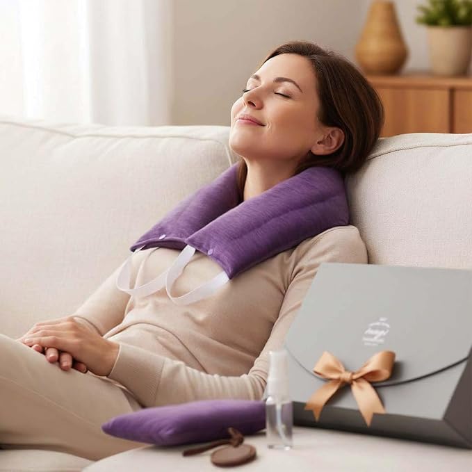 Microwave Heating Pad for Neck – Microwavable Neck Wrap & Eye Mask Set for Neck - Image 2