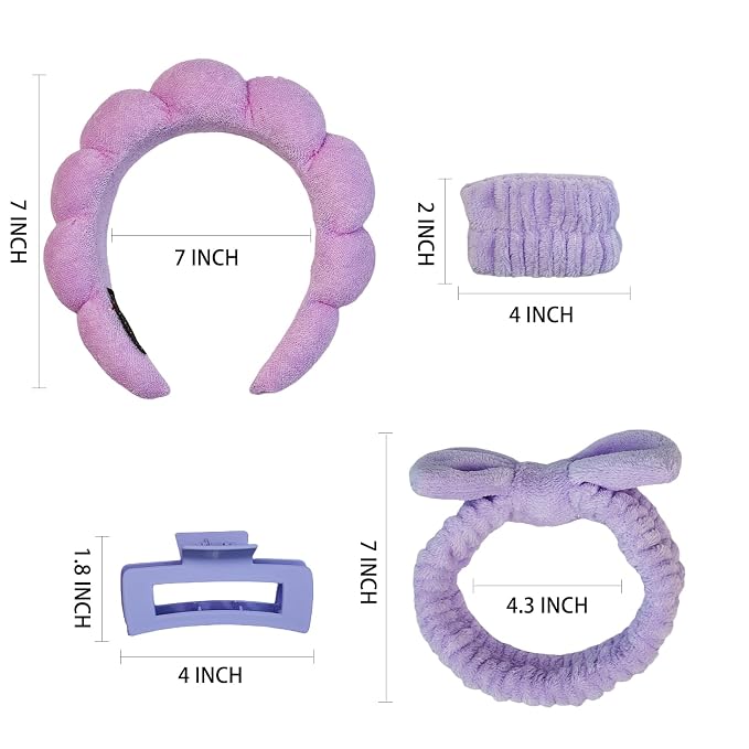 7 Pcs Spa Set, Facial Headband and Wristband Set, Skincare Accessories - Image 6