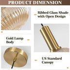 KCO Lighting Vintage Gold Pendant Light Fixture Amber Glass Pendant Light Mid - Image 3