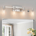 4-Light Modern Vanity Light Fixtures Over Mirror, Brushed Nickel Bathroom Light by Esfos