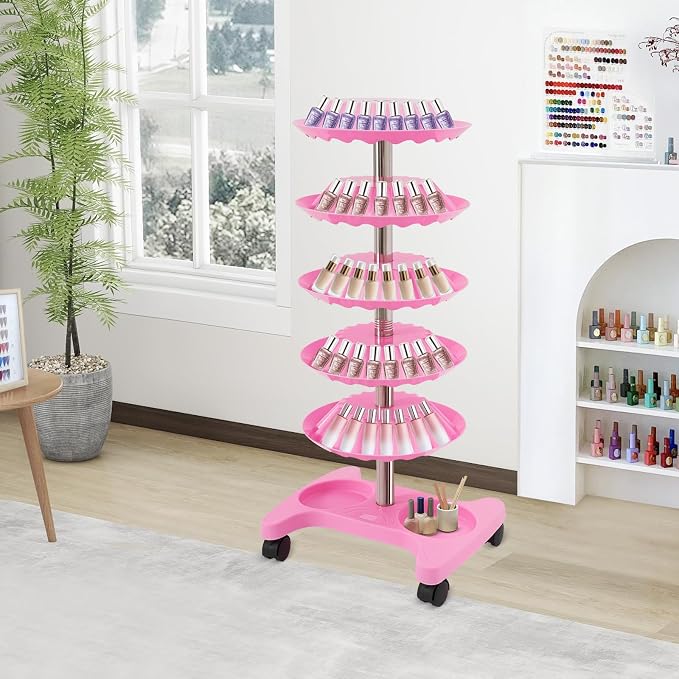 Nail Polish Trolley Organizer, 5 Tiers 360° Rotating Tray Nail Polish Spinning - Image 6