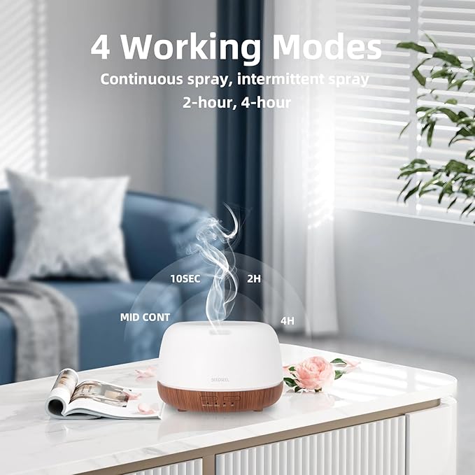 SEEDSEEL 300ML Essential Oil Diffuser, Mini Aromatherapy Diffuser - Image 6