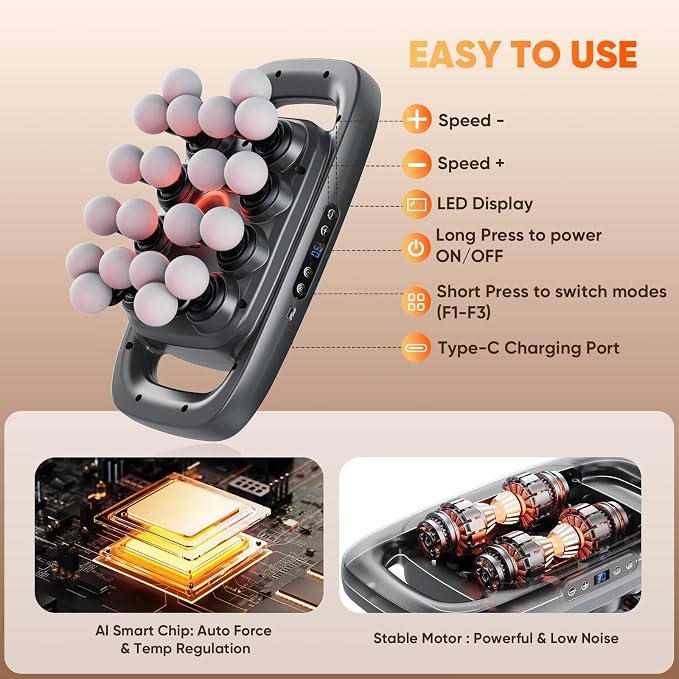 HOTU 20 Head Massage Gun Deep Tissue, Muscle Back Massager - Image 5