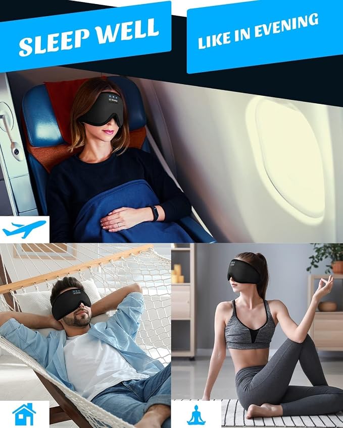 Sleep Mask with Headphones Bluetooth 5.4, LC-dolida Wireless Music Eye Mask - Image 7