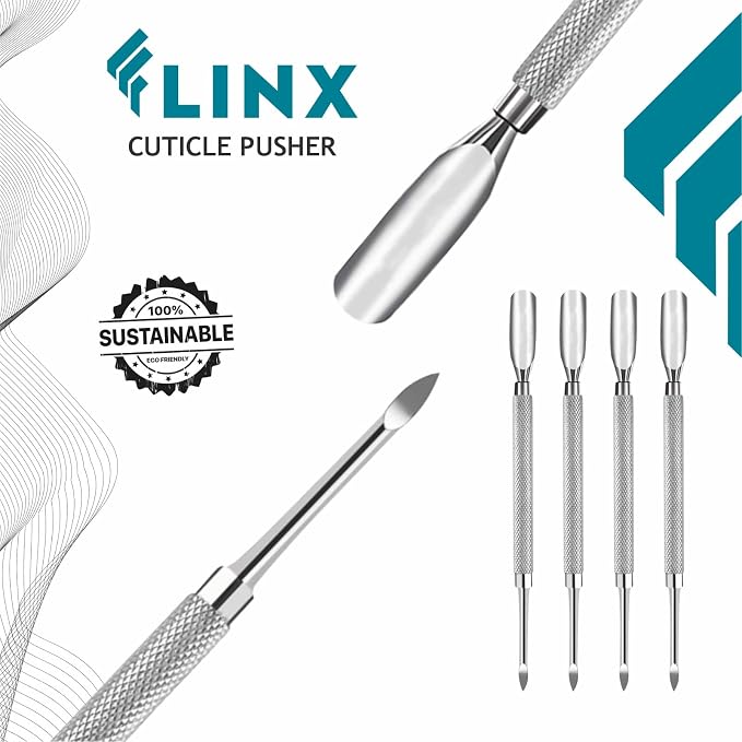 FLINX Metal Cuticle Pusher Tool 4 Pc Nail Manicure Tools Nail tools - Image 3