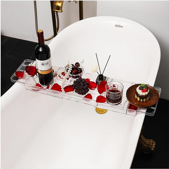 Expandable Bathtub Trays for Tub, Acrylic Bath Shelf Over Tub, - Image 7