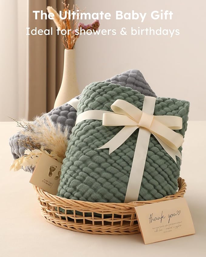 Yoofoss Hooded Baby Towels for Newborn 2 Pack 100% Muslin Organic Cotton Baby - Image 5