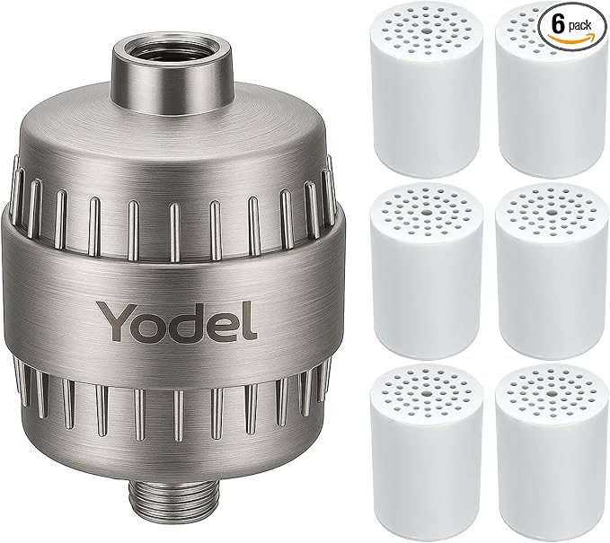 Yodel Shower Filter with 6 Cartridge Brushed Nickel by Yodel