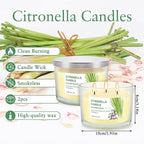 Citronella Candle Outdoor 2-Pack - 14oz Each 3-Wick Candles in Clear Glass Jars - Image 2