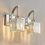 Crystal Vanity Lights 2-Light Chrome Wall Lamp Modern Crystal Bathroom Light by FDPBY