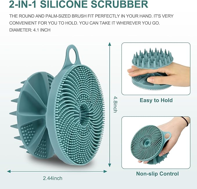 INNERNEED 2-in-1 Silicone Body Scrubber and Scalp Massager Shampoo Brush - Image 2