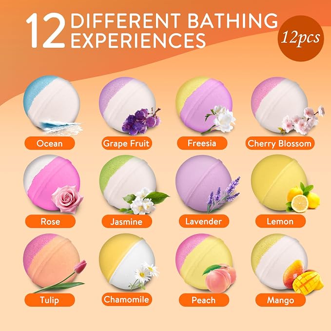 Bath Bombs for Women, 12 Pack Handmade Natural Fizzies Bath Bombs - Image 5