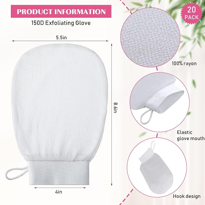 FoldTier 20 Pcs Exfoliating Glove Bulk Summer Exfoliator Mitt Body Scrubber - Image 2